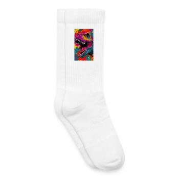 dinosaure - Chaussettes de tennis bio enfant - blanc - Droite