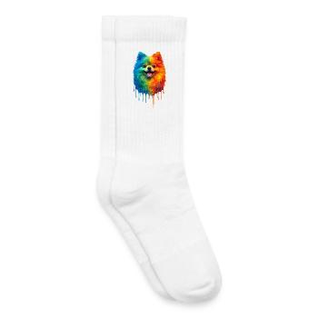 Poméranie aux couleurs vives - Chaussettes de tennis bio enfant - blanc - Droite