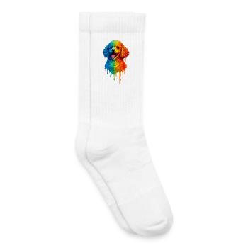 Caniche aux couleurs vives - Chaussettes de tennis bio enfant - blanc - Droite