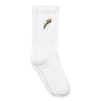 Peacock Feather Heart Boho Yoga Gift - Kids Tennis Socks - white - Right