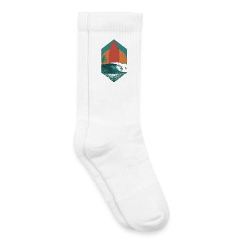 Sunset Surfboard Retro Wave - Chaussettes de tennis bio enfant - blanc - Droite