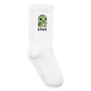 Cute Cartoon Turtle Monster Rawr Funny - Kids Tennis Socks - white - Right