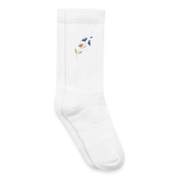 Liane fleur dorée Bleu Rose - Chaussettes de tennis bio enfant - blanc - Droite