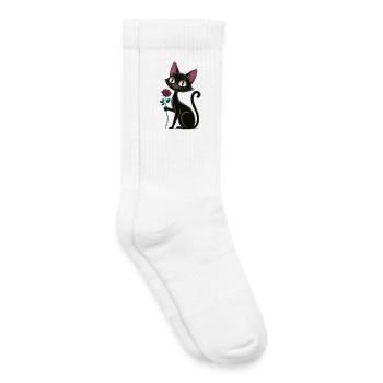 Cat Rose Motif for Romance Fans - Kids Tennis Socks - white - Right