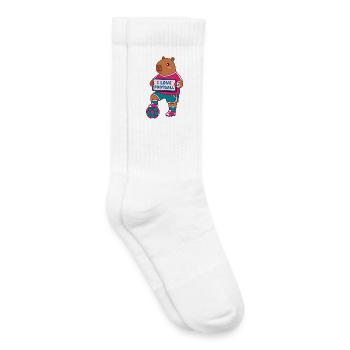 Football Capybara -  Tee Design -Soccer Fan Gift - Kids Tennis Socks - white - Right
