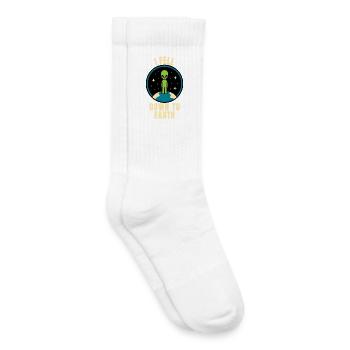 Des extraterrestres atterrissent sur Terre - Chaussettes de tennis bio enfant - blanc - Droite