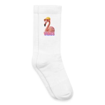Cool « VIBES » Flamingo - Chaussettes de tennis bio enfant - blanc - Droite