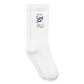 Delfin Alphabet Ring Lesen Lernen Lachen - Kinder Tennissocken - Weiß - Rechts