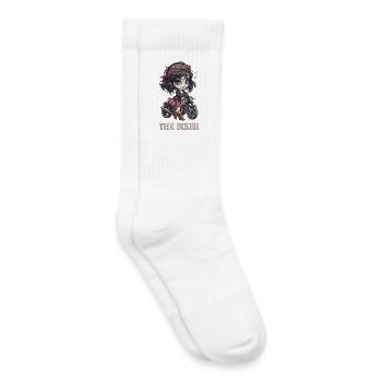 Biker Chibi à moto - Chaussettes de tennis bio enfant - blanc - Droite