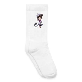 Chef Chibi Girl Cadeau de cuisine - Chaussettes de tennis bio enfant - blanc - Droite