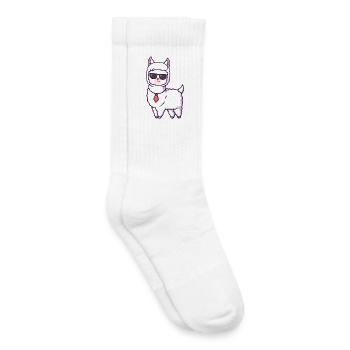 Cool Llama with Sunglasses Tie - Kids Tennis Socks - white - Right