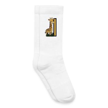 Giraffe at the Post – Children's Illustration - Kids Tennis Socks - white - Right