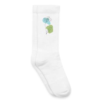 Lineart Daisies with Pastel Shapes - Kids Tennis Socks - white - Right