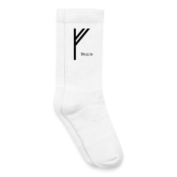 Fehu Rune with Sense Black – Viking Futhark - Kids Tennis Socks - white - Right