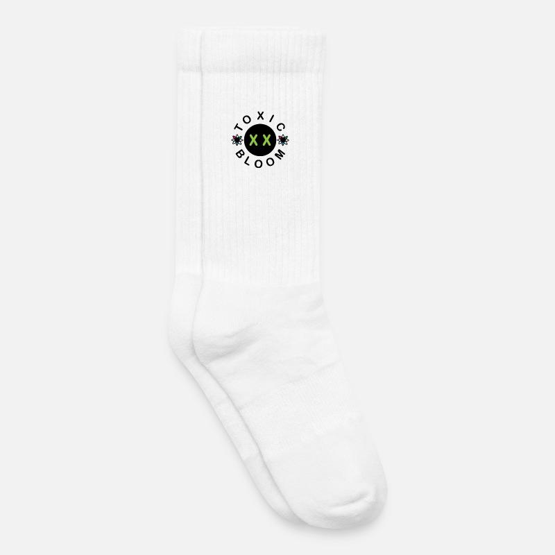 Playful Skull with Floral Accents - Kids Tennis Socks - white