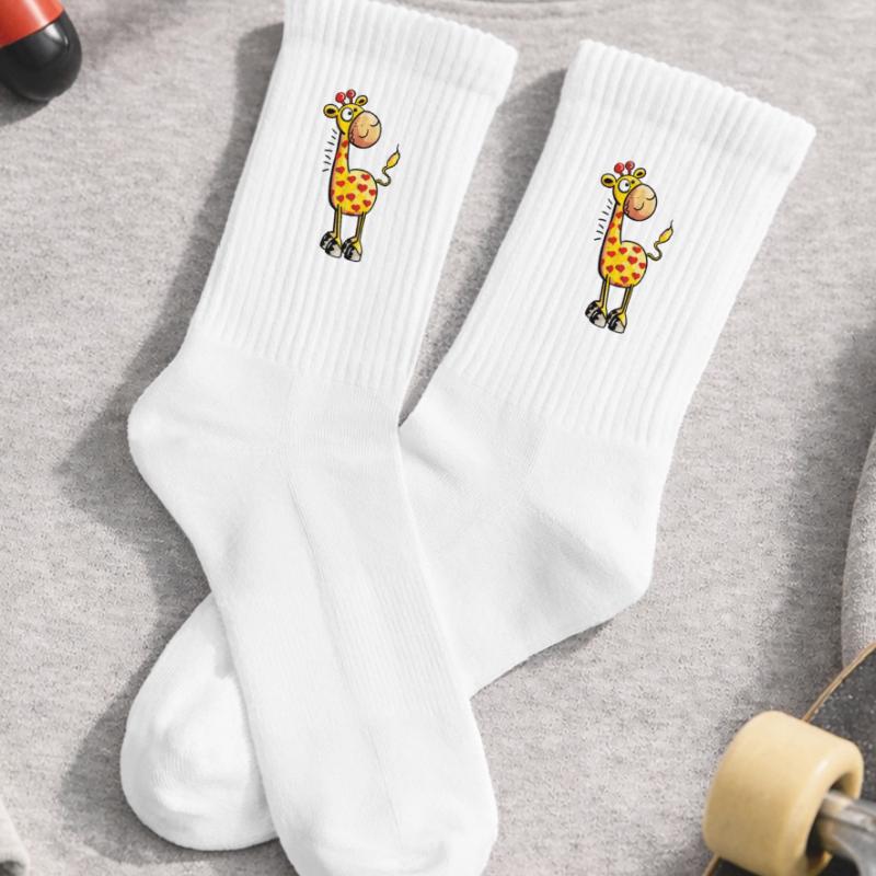 Cute Giraffe with hearts Kids Tennis Socks