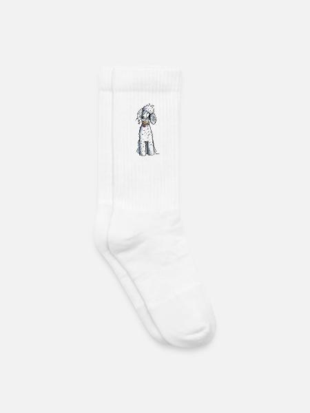 Pudel mit Blumen - Kinder Tennissocken - Weiß