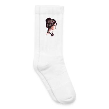 Starke Frau mit Wissen – Bücher im Kopf - Kinder Tennissocken - Weiß - Rechts