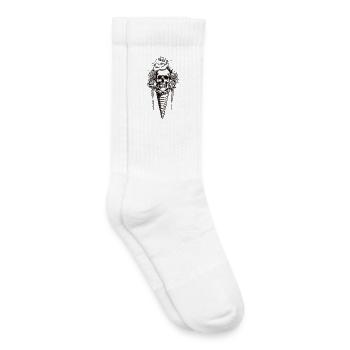 Skull with roses and flourish art - Kids Tennis Socks - white - Right