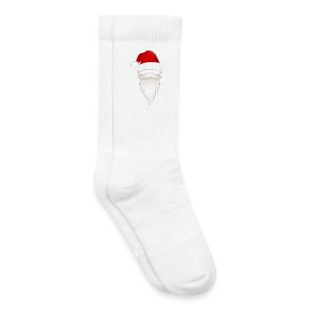 Nikolaus Santa Claus Weihnachtsmann Bart und Mütze - Kinder Tennissocken - Weiß - Rechts