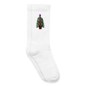 Christbaumaufkleber mit Kugeln - Kinder Tennissocken - Weiß - Rechts