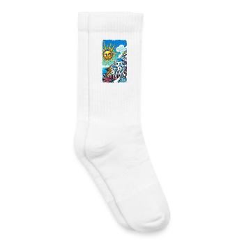 Vacances à Santorin, Grèce, Volcan Akrotiri - Chaussettes de tennis bio enfant - blanc - Droite