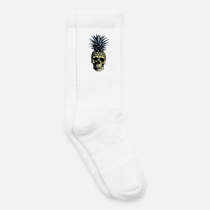 PINEAPPLE SKULL LIGHT BACKGROUNDS - Kids Tennis Socks - white