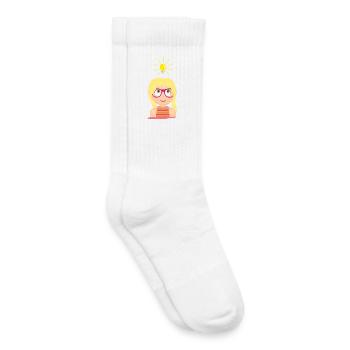 Mädchen mit Brille und einer leuchtenden Glühbirne - Kinder Tennissocken - Weiß - Rechts