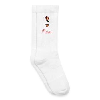 MERCI. MAÎTRESSE. MAÎTRE. MERCI MAÎTRESSE - Chaussettes de tennis bio enfant - blanc - Droite