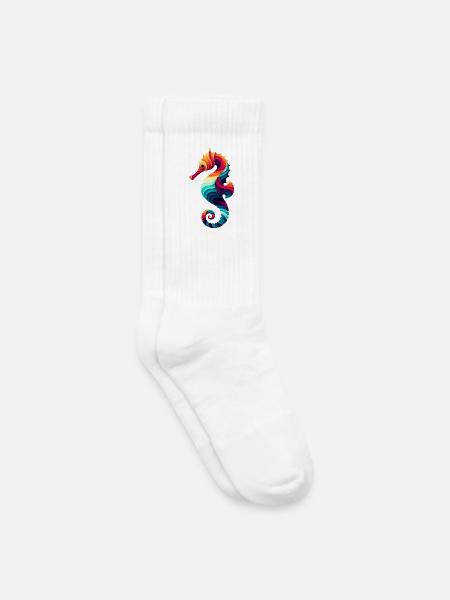 Hippocampe - Chaussettes de tennis bio enfant - blanc
