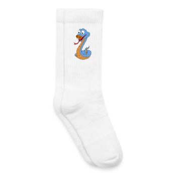 Playful Snake Cartoon Design - Kids Tennis Socks - white - Right