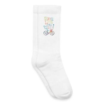 Roulez comme le vent Conception du vélo - Chaussettes de tennis bio enfant - blanc - Droite
