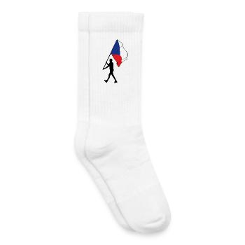 Drapeau République tchèque homme marchant - Chaussettes de tennis bio enfant - blanc - Droite