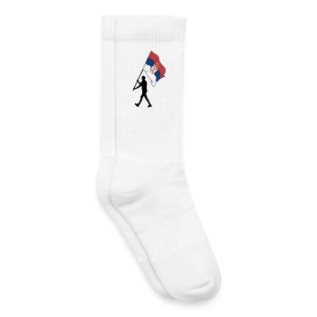 Flagge Serbien Mann geht - Kinder Tennissocken - Weiß - Rechts