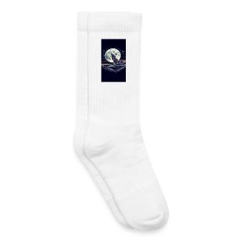 Geometrischer Wolf unter dem Mond - Kinder Tennissocken - Weiß - Rechts