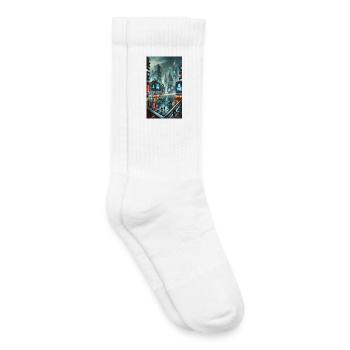 Neon-Stadt futuristischer Regen - Kinder Tennissocken - Weiß - Rechts