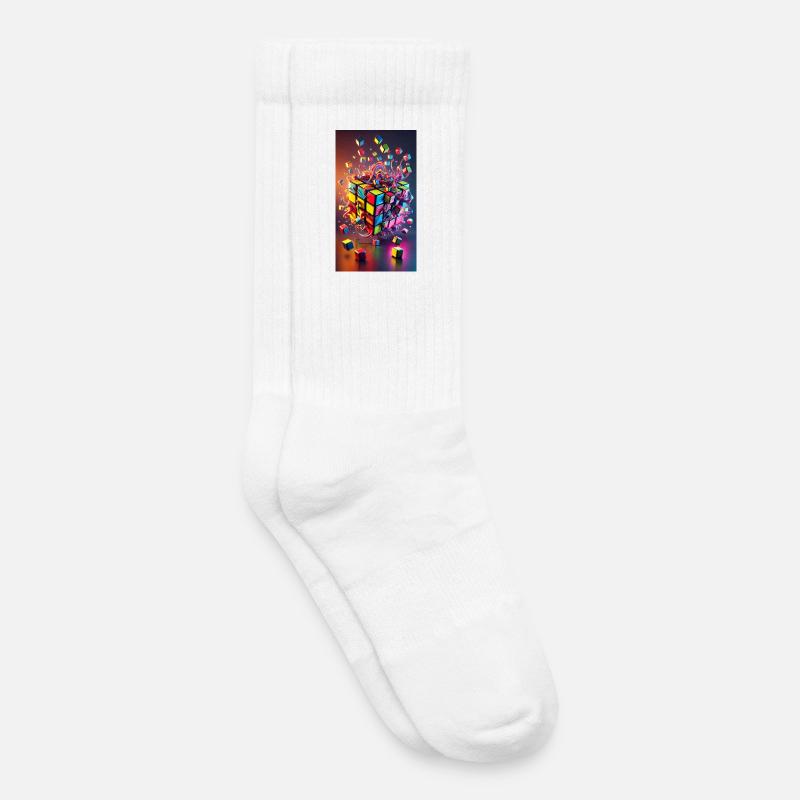 Color Explosion Cube - Kids Tennis Socks - white