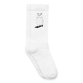 Uhu - Grafik schwarz-weiss - Kinder Tennissocken - Weiß - Rechts