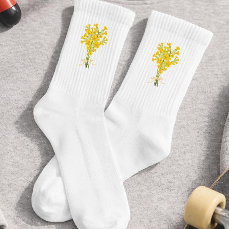 Cowslip Bouquet - Spring Illustration Kids Tennis Socks