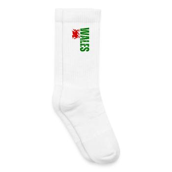 Made in Wales, vertical design - Kids Tennis Socks - white - Right