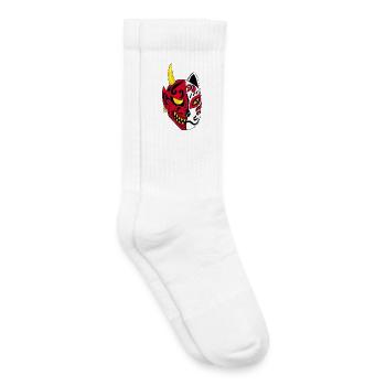Chat-démon japonais - Chaussettes de tennis bio enfant - blanc - Droite