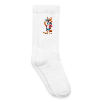 Sonnen Fox Skate – bunter Streetstyle - Kinder Tennissocken - Weiß - Rechts