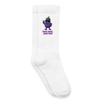 Good Mood - Eggplant Cartoon Vegetables - Kids Tennis Socks - white - Right