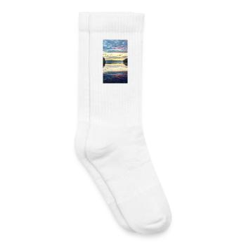 Sonnenuntergang am stillen See - Kinder Tennissocken - Weiß - Rechts