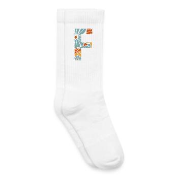 Lettre f fleurs groovy idée cadeau  - Chaussettes de tennis bio enfant - blanc - Droite