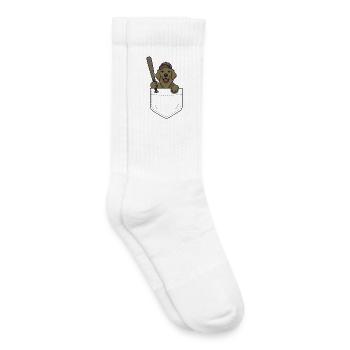 Chiot baseball dans la poche - Chaussettes de tennis bio enfant - blanc - Droite