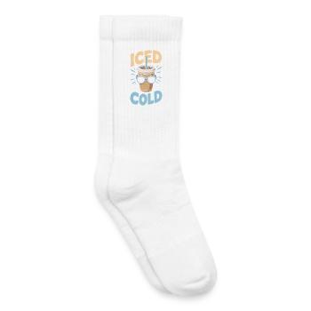 Glacé mais pas froid Café glacé Humour Été - Chaussettes de tennis bio enfant - blanc - Droite
