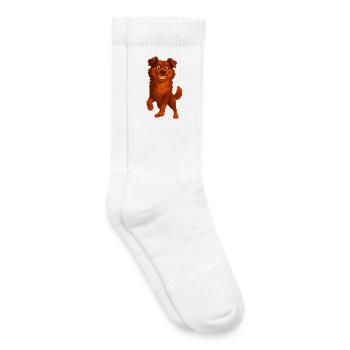 Australian Shepherd Cartoon Grin - Kids Tennis Socks - white - Right