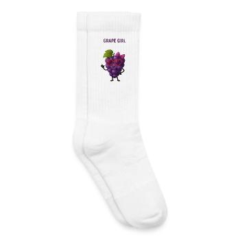 Fille au raisin avec des lunettes en forme de cœur - Chaussettes de tennis bio enfant - blanc - Droite