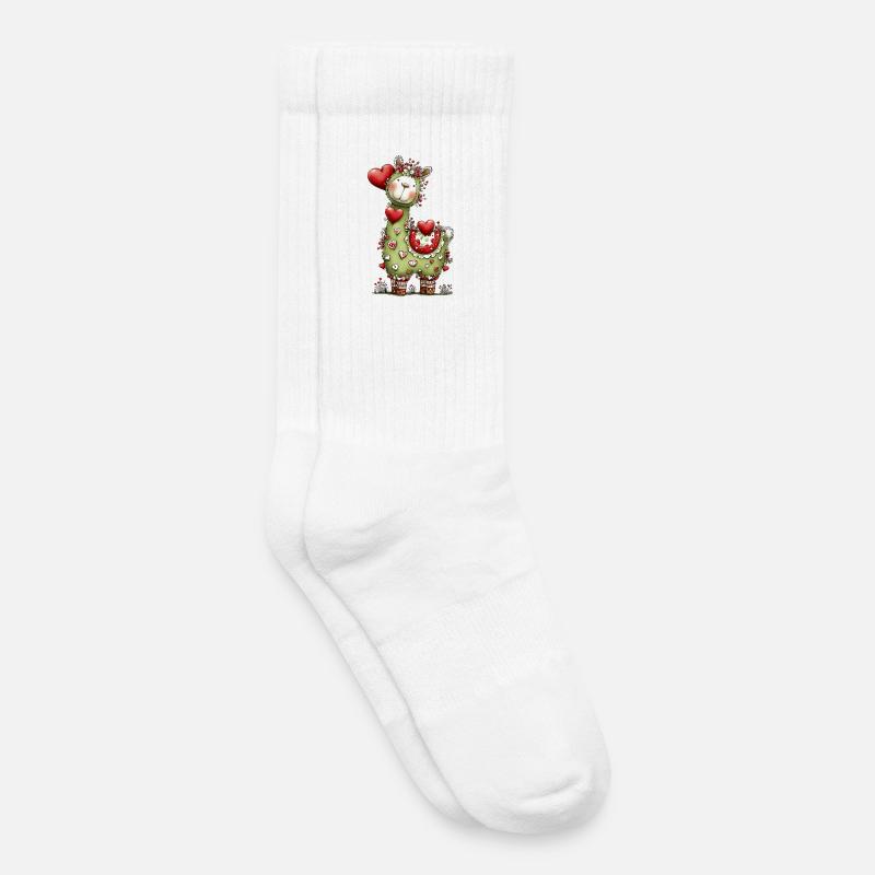 Lama mit Herzen - Kinder Tennissocken - Weiß